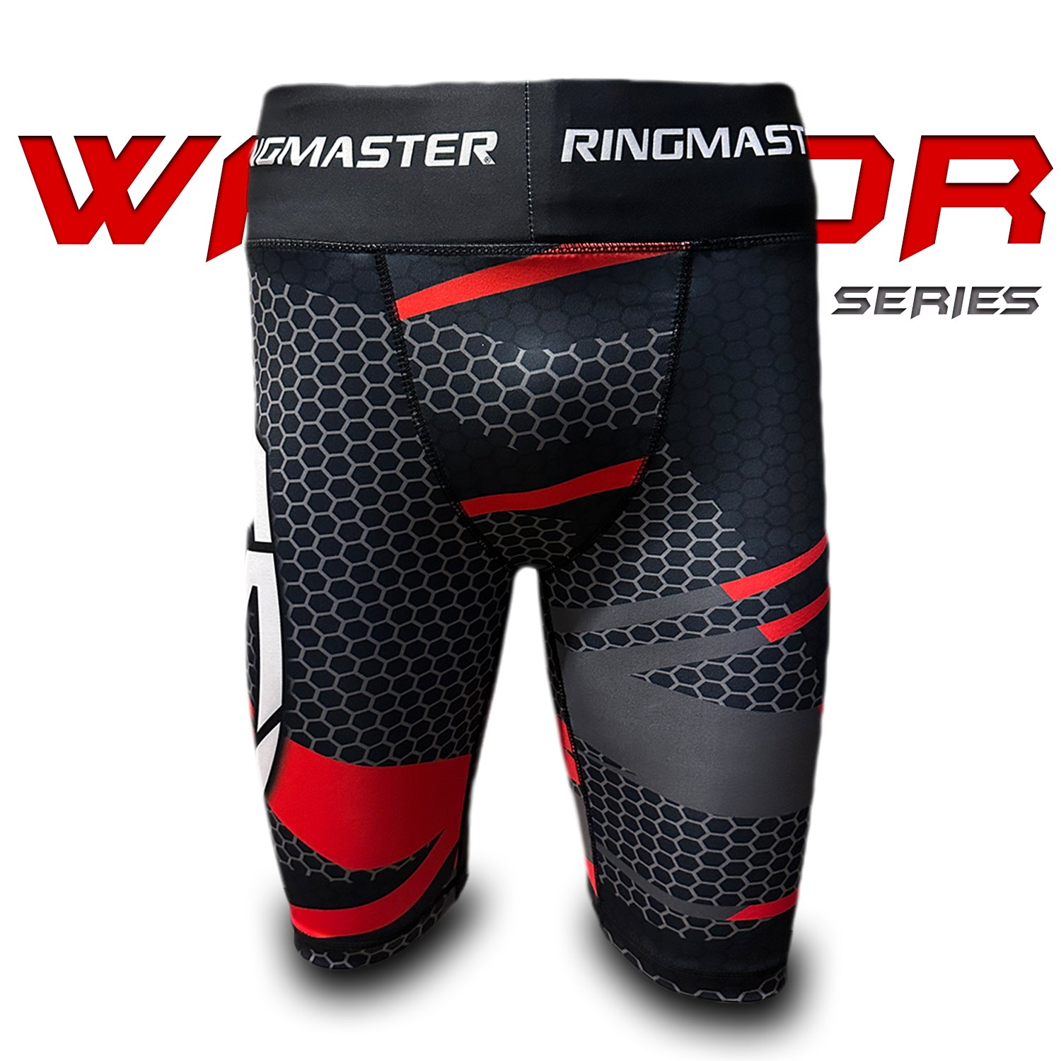 RingMaster Sports Warrior Series Compression Shorts Black Red image 4