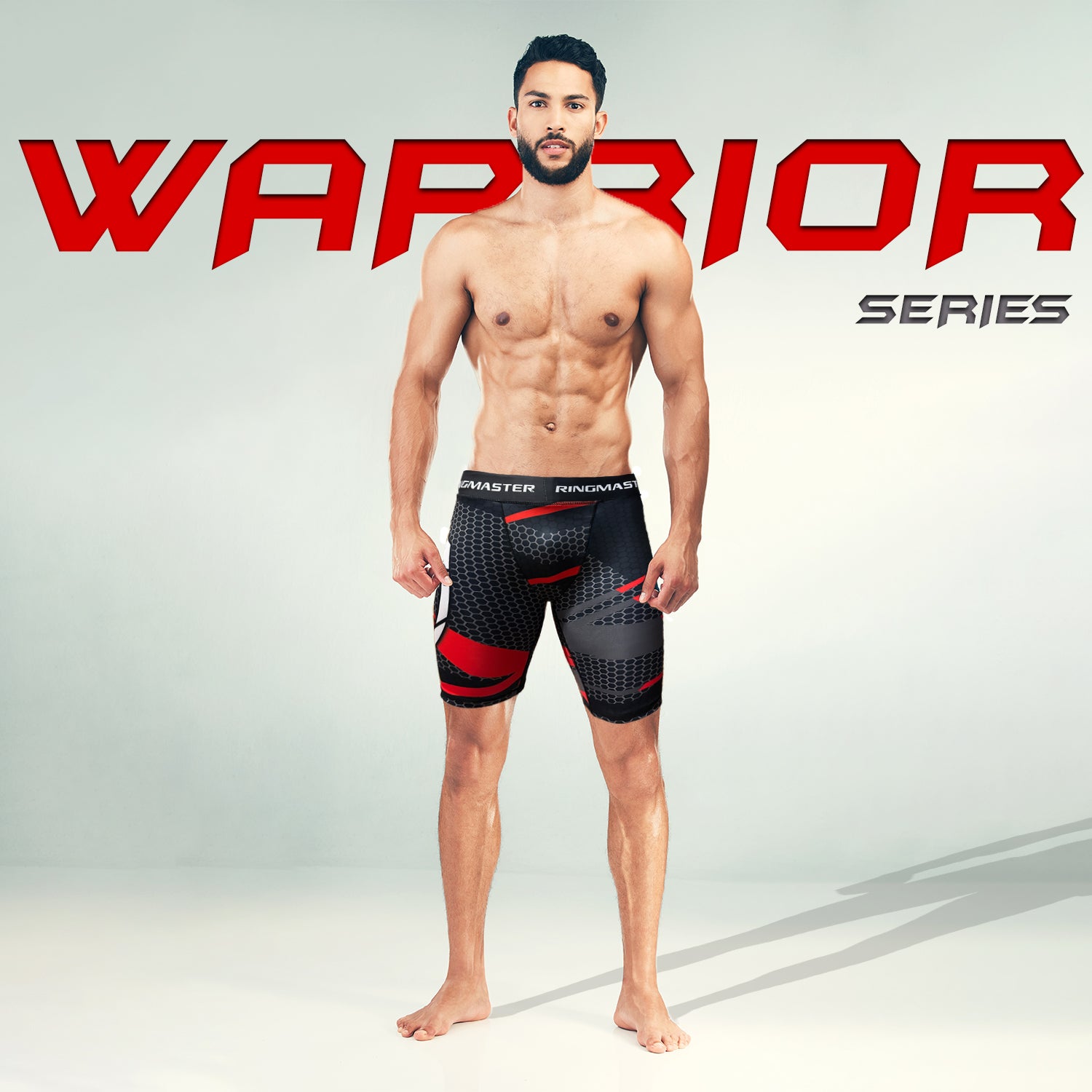 RingMaster Sports Warrior Series Compression Shorts Black Red image 2