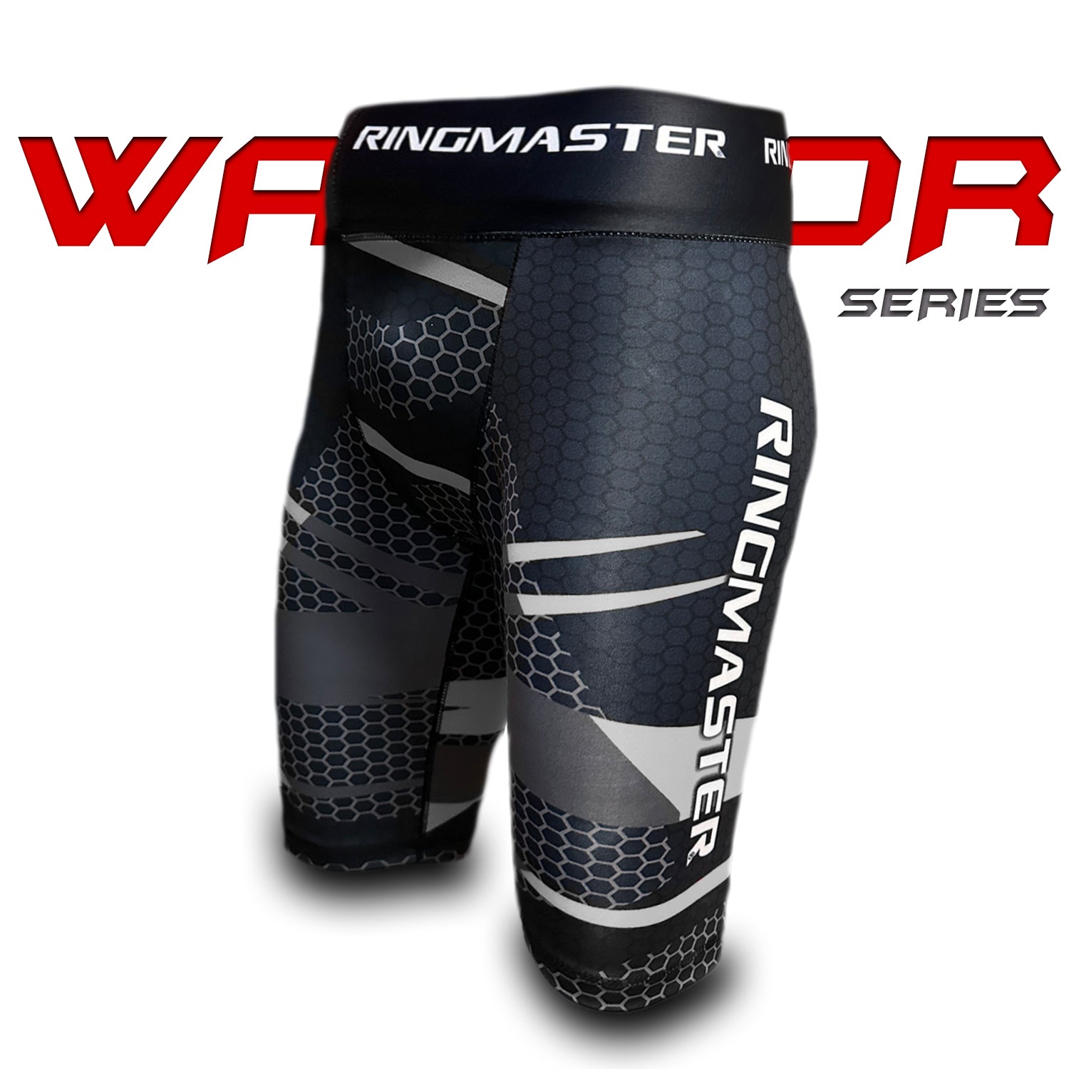 RingMaster Sports Warrior Series Compression Shorts Black White image 3