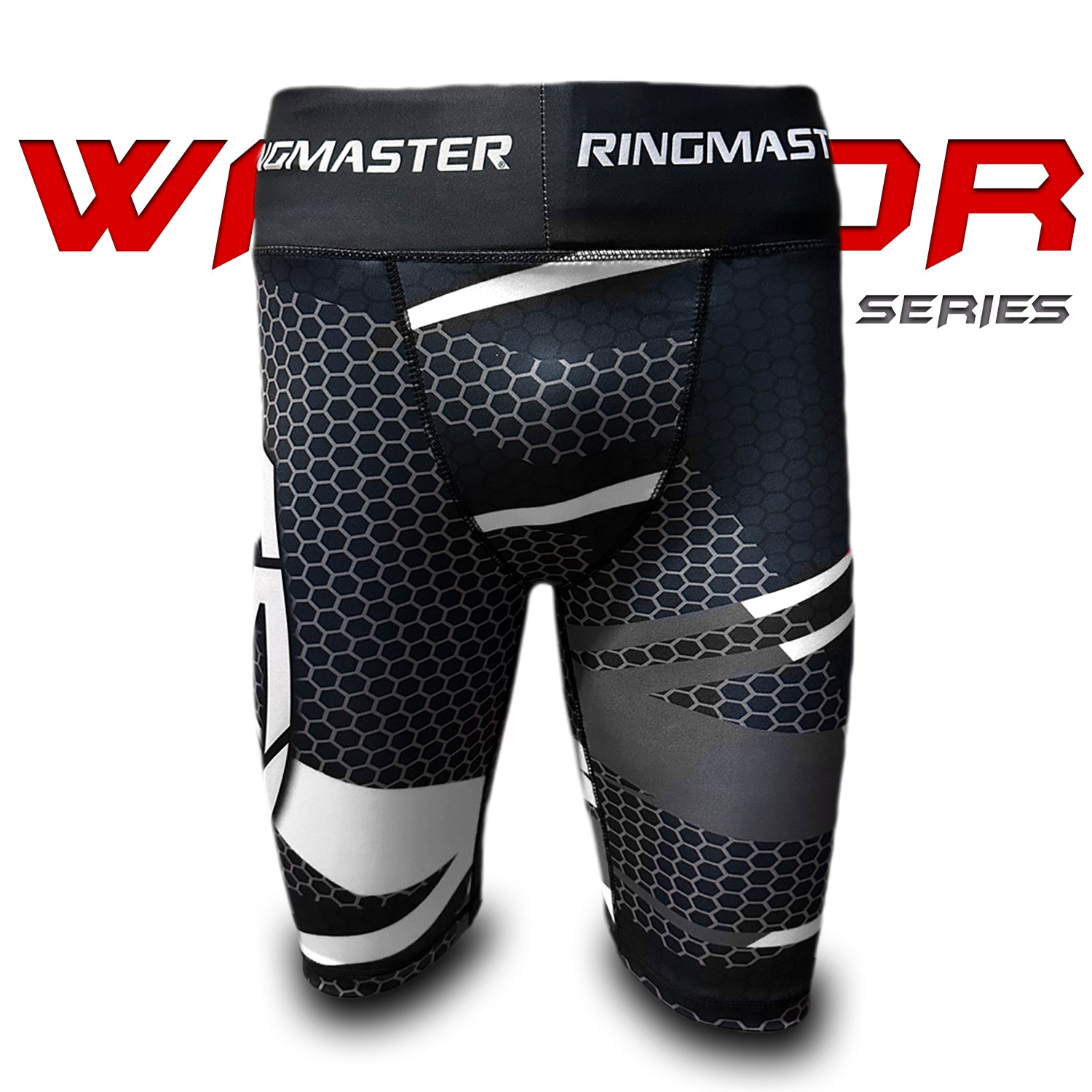RingMaster Sports Warrior Series Compression Shorts Black White image 4