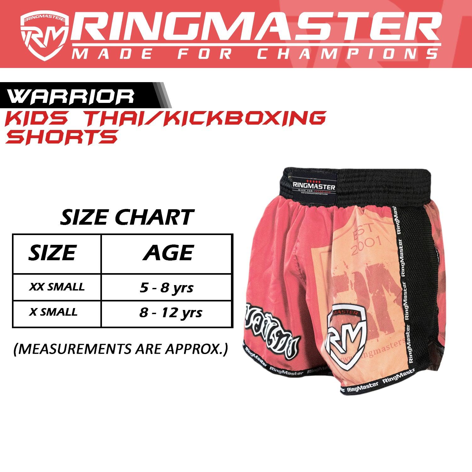RingMaster Sports Warrior Kids Thai / Kickboxing Shorts Salmon Pink - RINGMASTER SPORTS - Made For Champions