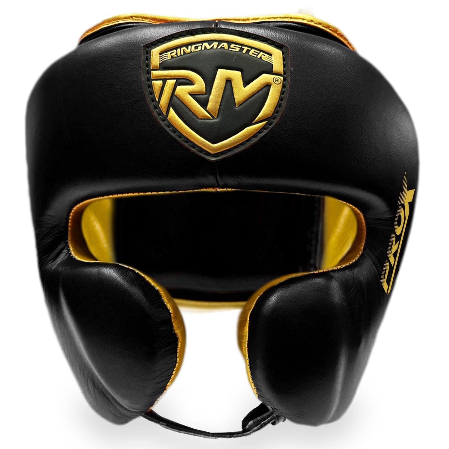RingMaster Sports Pro Boxing Head Guard | ProX Series Black Gold Head Guard