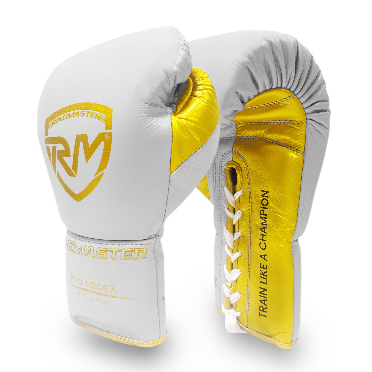 RingMaster Pro LaceX Series Lace-Up Boxing Gloves sparring training image 1 white