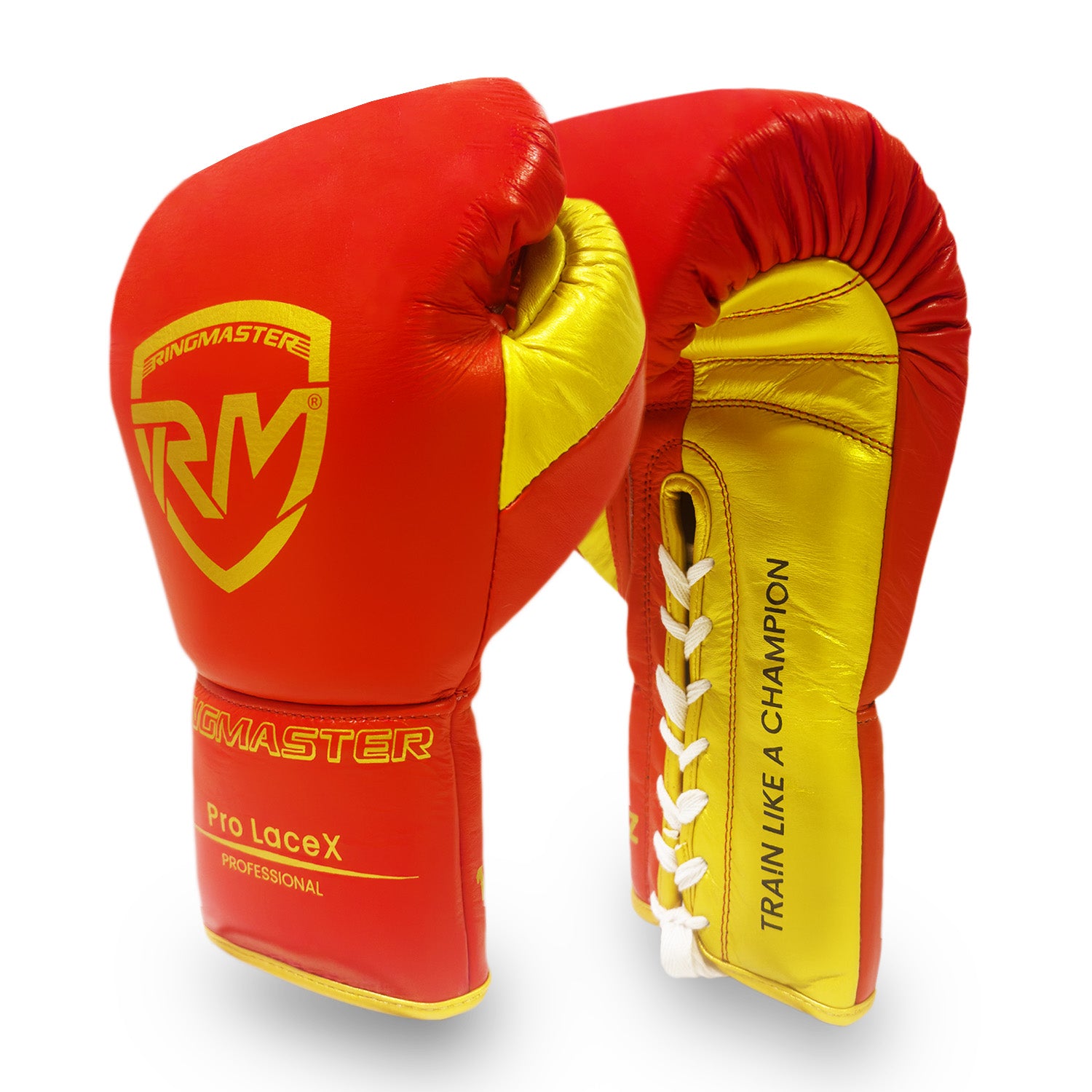 RingMaster Pro LaceX Series Lace-Up Boxing Gloves sparring training image 3 red