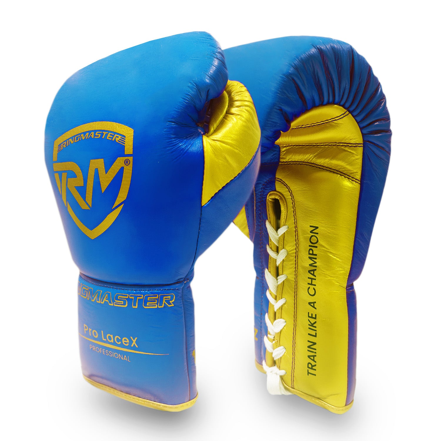 RingMaster Pro LaceX Series Lace-Up Boxing Gloves sparring training image 4 blue