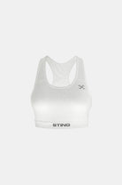 sting Front view of the Women’s Kinetic Chest Protector Sports Bra showing the classic neckline, moulded cups and thick straps