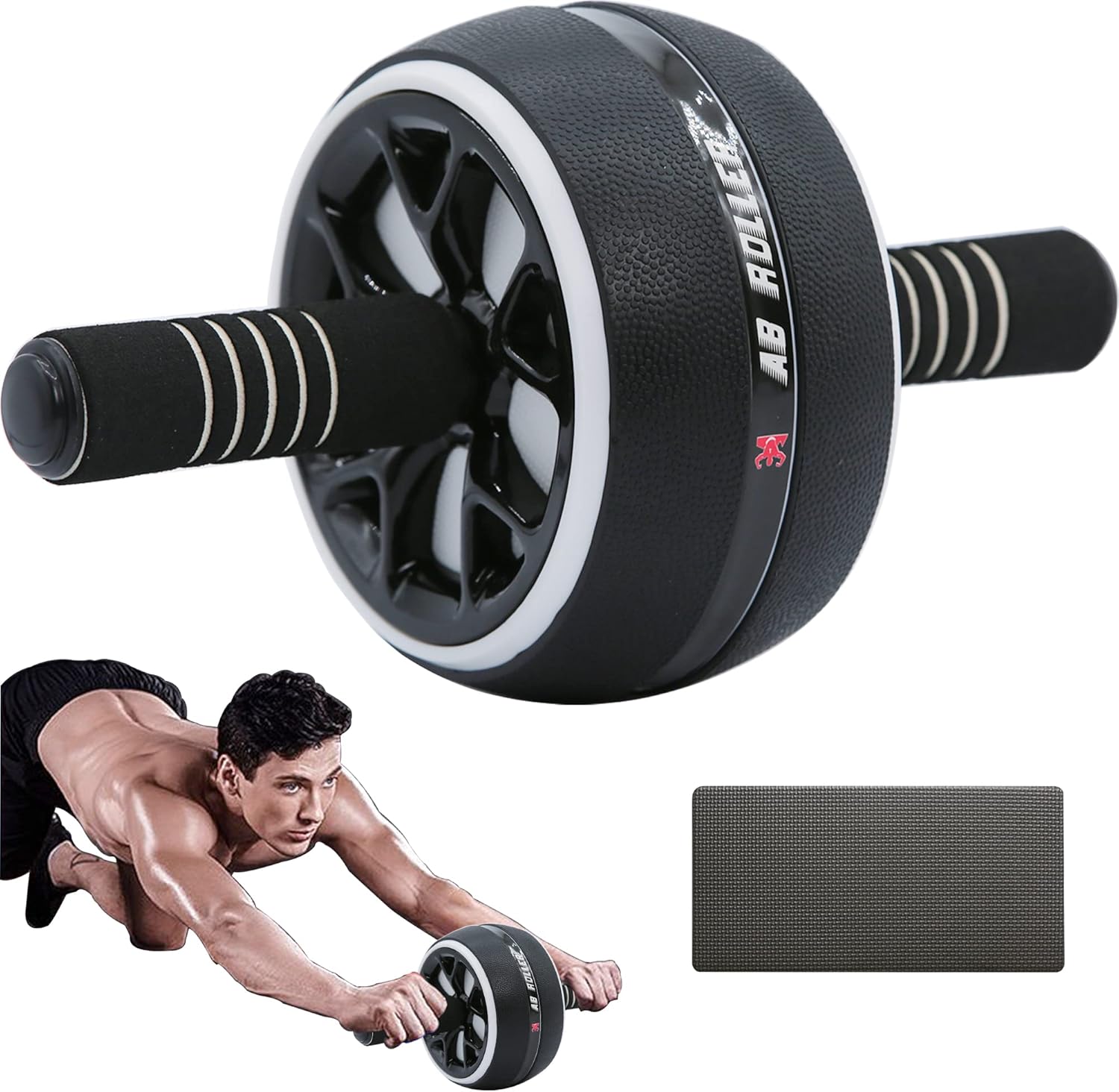 Person performing kneeling rollout using ab wheel at home