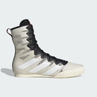 Side view showing lightweight structure of adidas Box Hog boxing shoes grey