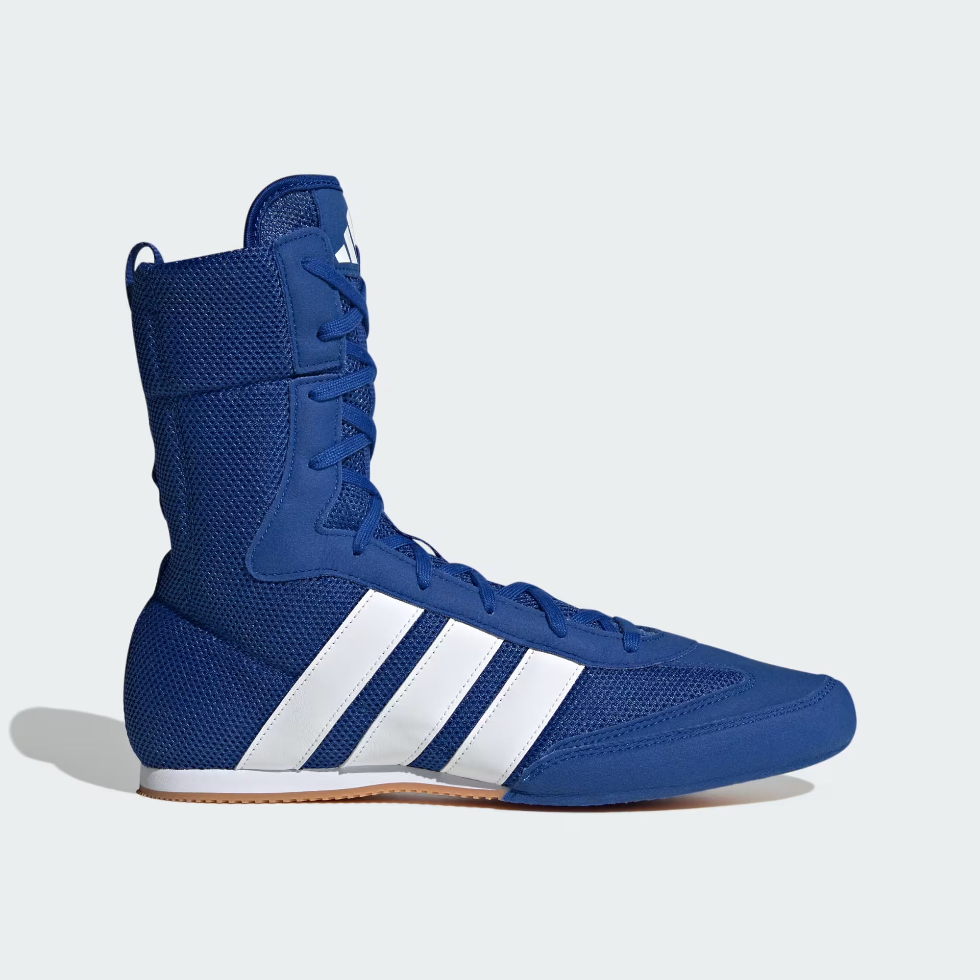 adidas Box Hog Classic K Kids Boxing Shoes Team Royal Blue front view showing supportive boxing footwear design