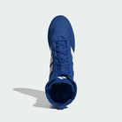 Medial side view of adidas Box Hog Classic K Kids Boxing Shoes showing boxing shoe profile