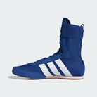 adidas Box Hog Classic K Kids Boxing Shoes Team Royal Blue side left view showing supportive boxing footwear design