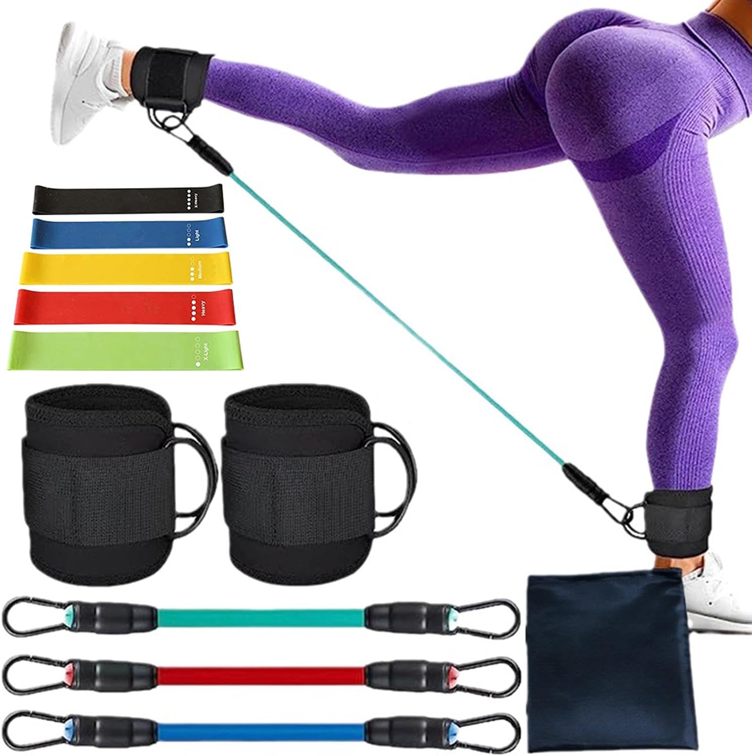 Resistance bands showing 10 lb, 20 lb and 30 lb resistance levels