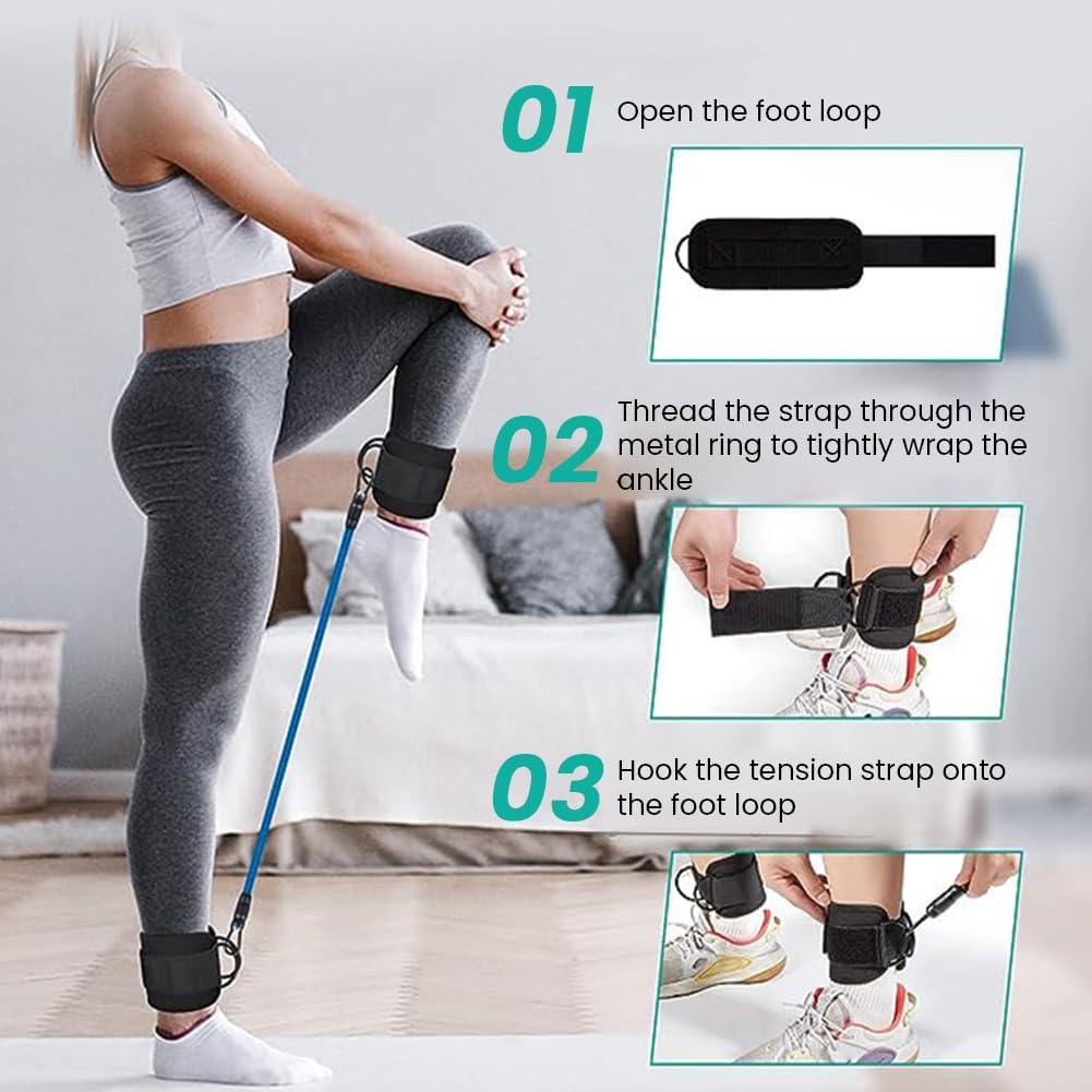 Ankle resistance bands used for glute kickback exercise