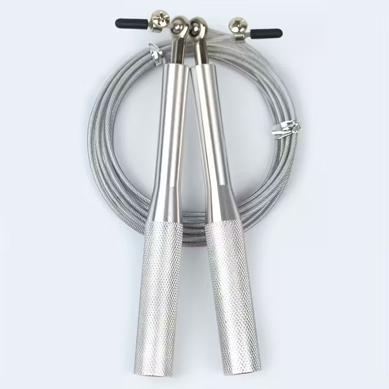 Black speed jump rope with anti-tangle steel cable