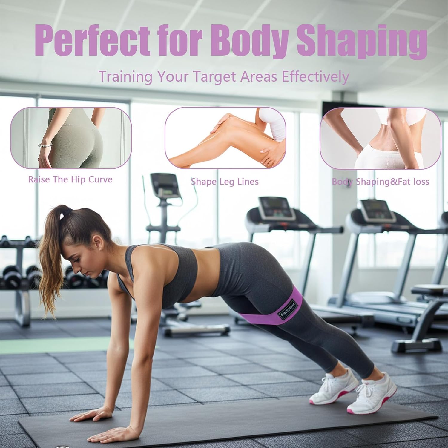 Person performing glute bridge with booty band around thighs