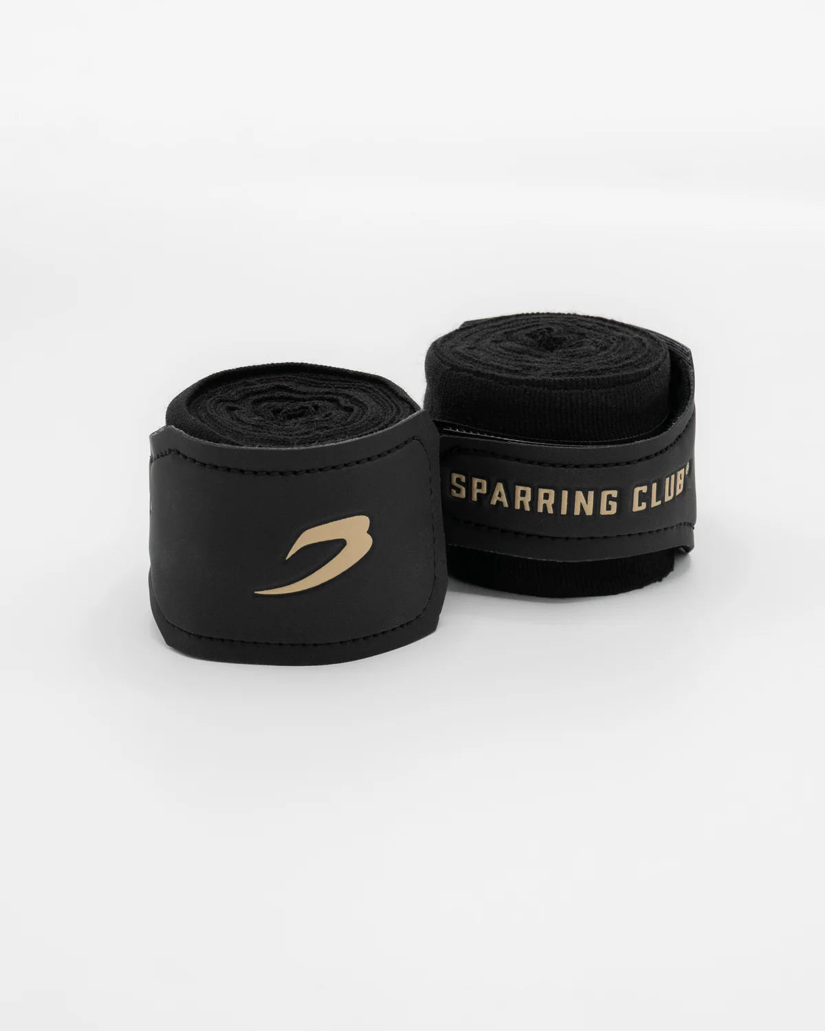 Boxraw 4.5m Sparring Club Hand Wraps Black Gold front product shot showing boxing hand wraps