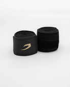 Reinforced rubberised wrist strap close-up on Boxraw 4.5m Sparring Club Hand Wraps Black Gold