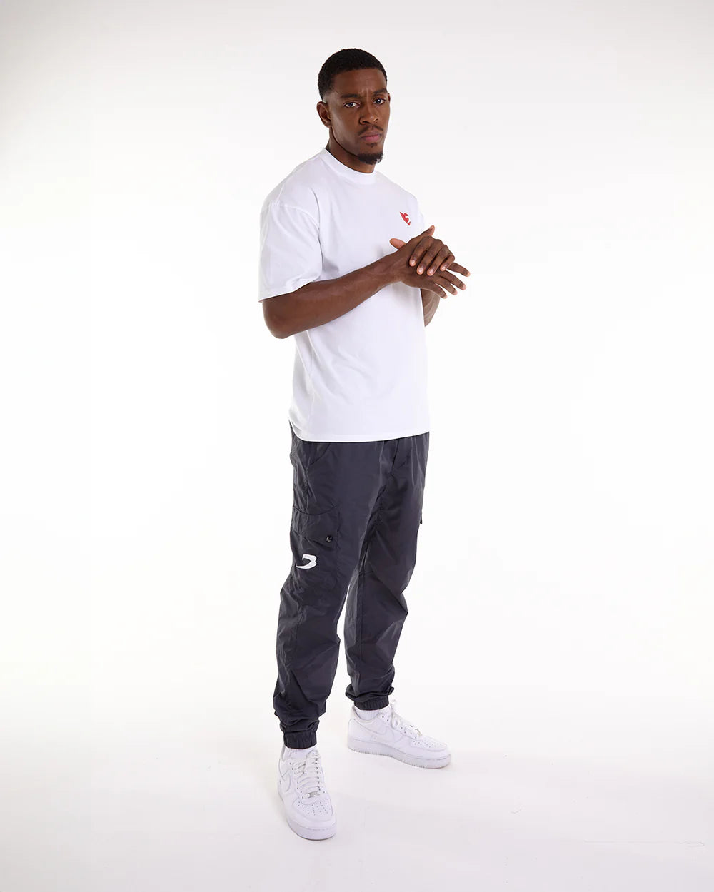 Boxraw Dundee Cargo Pants Charcoal front view showing relaxed fit
