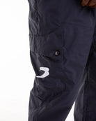 Close-up of Boxraw Dundee Cargo Pants Charcoal waistband and hidden pocket