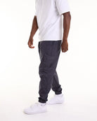 Close-up of Boxraw Dundee Cargo Pants Charcoal waistband and hidden pocket