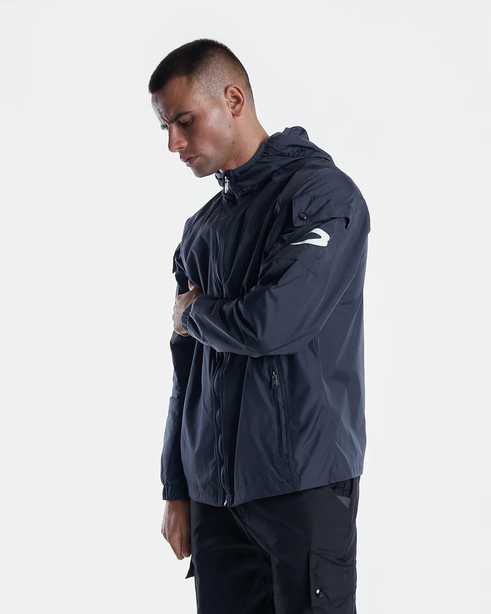 Boxraw Dundee Windbreaker Jacket Charcoal front view showing relaxed fit and lightweight nylon design

Image 2