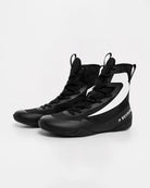 Medial side view of Boxraw Impello 2.0 boxing footwear Black White