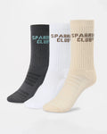 Boxraw Sparring Club Socks 3 pairs front product shot showing cotton crew training socks
