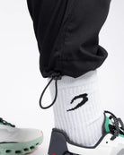 Adjustable elasticated ankle cuff detail on Boxraw Tunero Track Bottoms Black