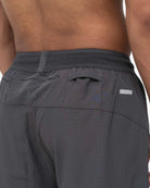 Back view of Boxraw Tunero Track Bottoms Charcoal with laser perforated ventilation panel