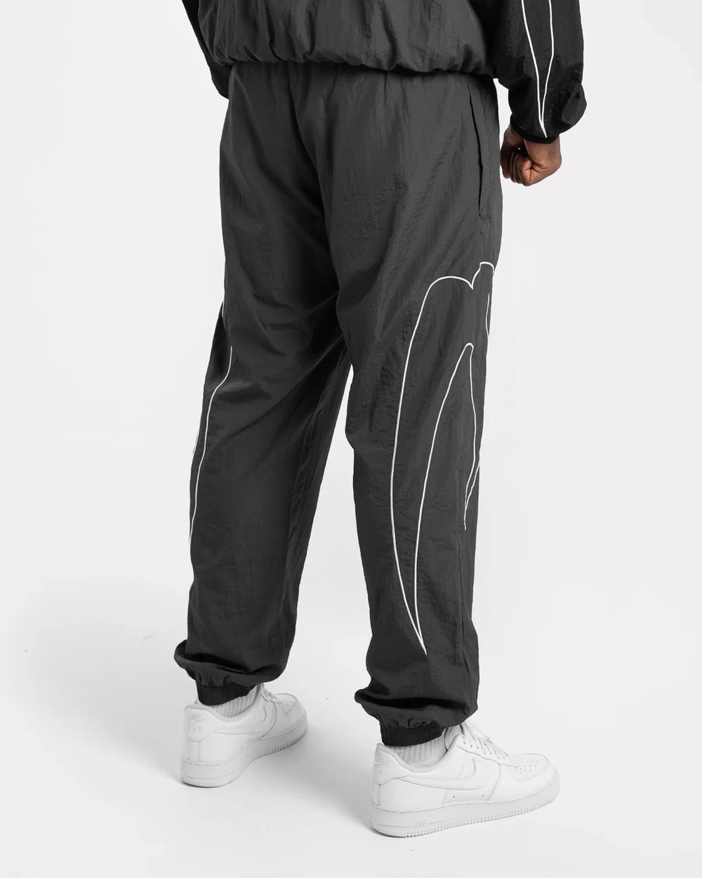 Back view of Boxraw Tunero Track Bottoms Grey for boxing training and lifestyle wear
