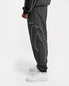 Side view of Boxraw Tunero Track Bottoms Grey showing Double Strike design
