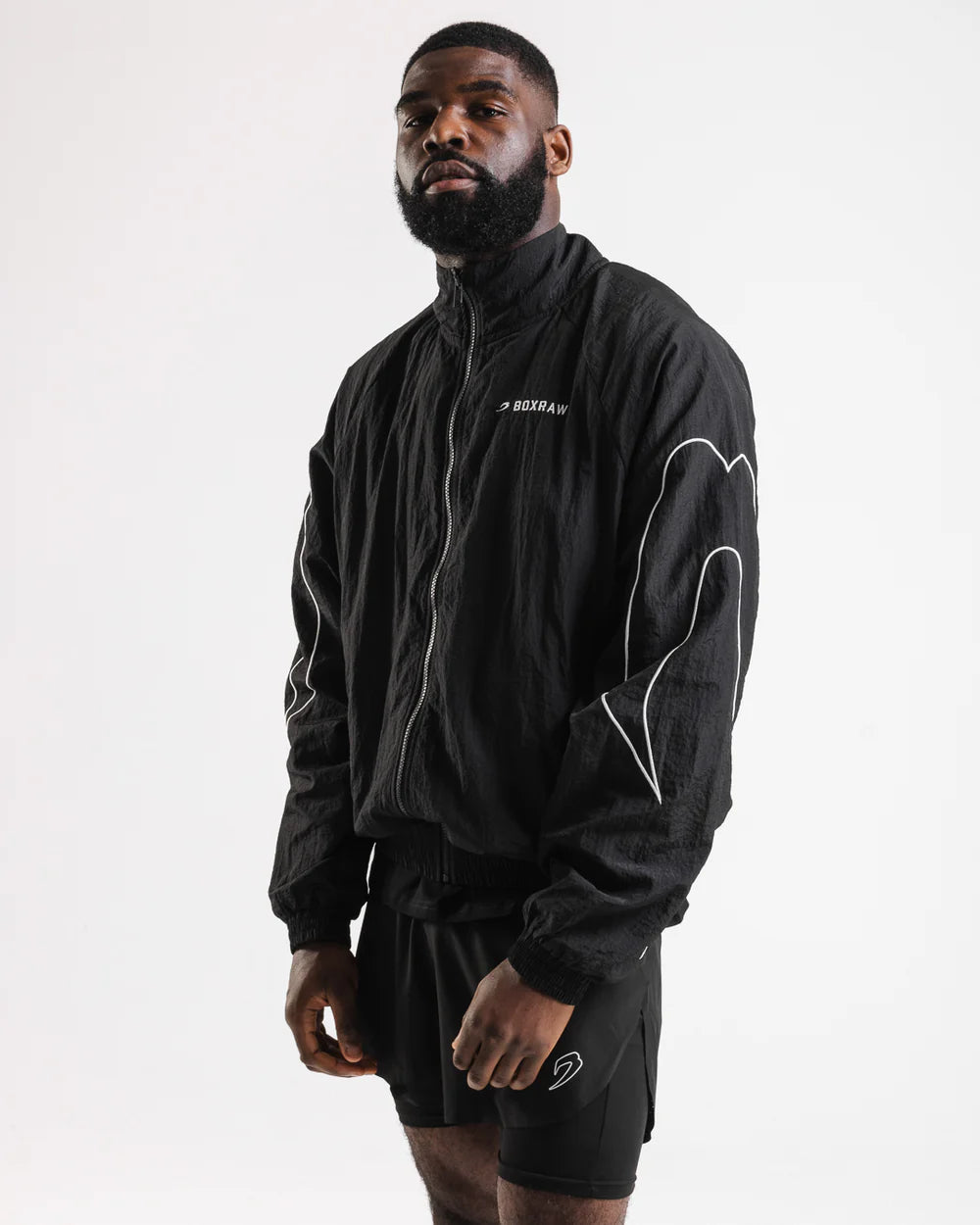Boxraw Tunero Track Jacket front view showing oversized fit and lightweight boxing jacket design