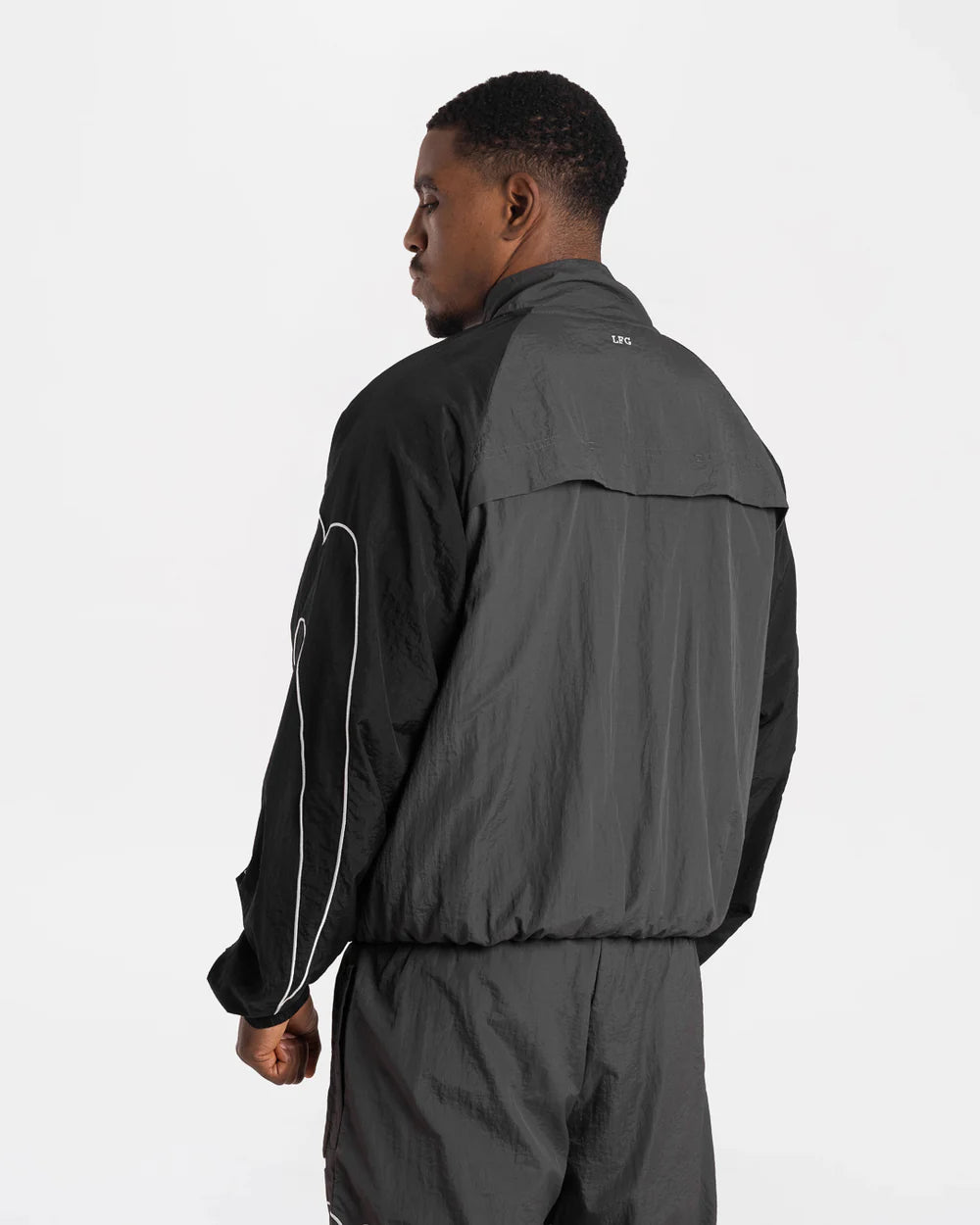 Back view of Boxraw Tunero Track Jacket Grey for boxing training and lifestyle wear