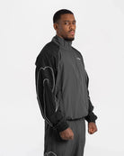 Boxraw Tunero Track Jacket Grey front view showing oversized fit and lightweight nylon shell