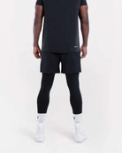 Back view of Boxraw Valdes 2-in-1 Shorts Full Length Black with athletic training fit