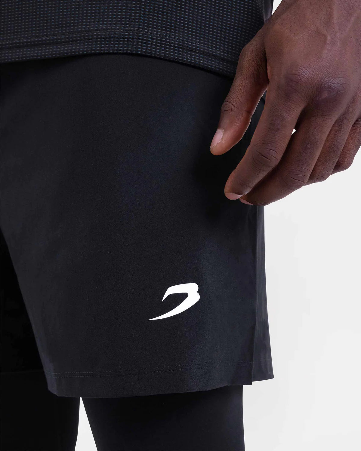 Full length compression legging detail on Boxraw Valdes 2-in-1 Shorts Black