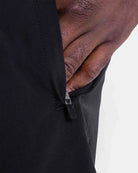 Welt zip side pocket close-up on Boxraw Valdes 2-in-1 Full Length Shorts Black