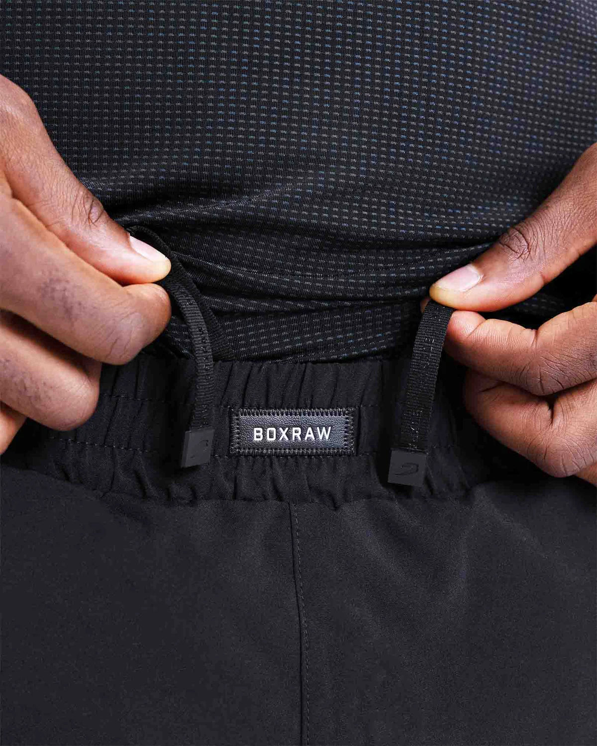 Rubber Strike logo lace ends detail on Boxraw Valdes Shorts Black

Image 6