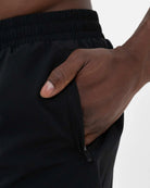 Welt zip side pocket close-up on Boxraw Valdes 2-in-1 Shorts Black