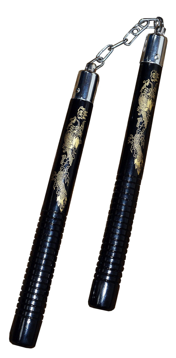 GOLD DRAGON WOODEN NUNCHAKU