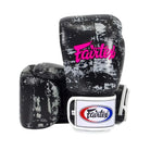 Fairtex BGV1 Universal Boxing Gloves in the Dark Cloud design showing the outer glove face and palm-side profile