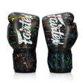 Palm view of Fairtex BGV14PT Painter Microfibre Boxing Gloves Black showing added palm coverage