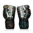 Palm view of Fairtex BGV14PT Painter Microfibre Boxing Gloves Black showing added palm coverage