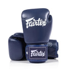 Fairtex blue boxing gloves back view