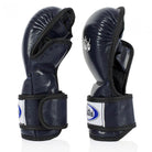 Fairtex MMA gloves blue back view wrist closure