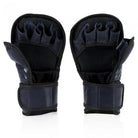 open palm design on blue Fairtex MMA gloves