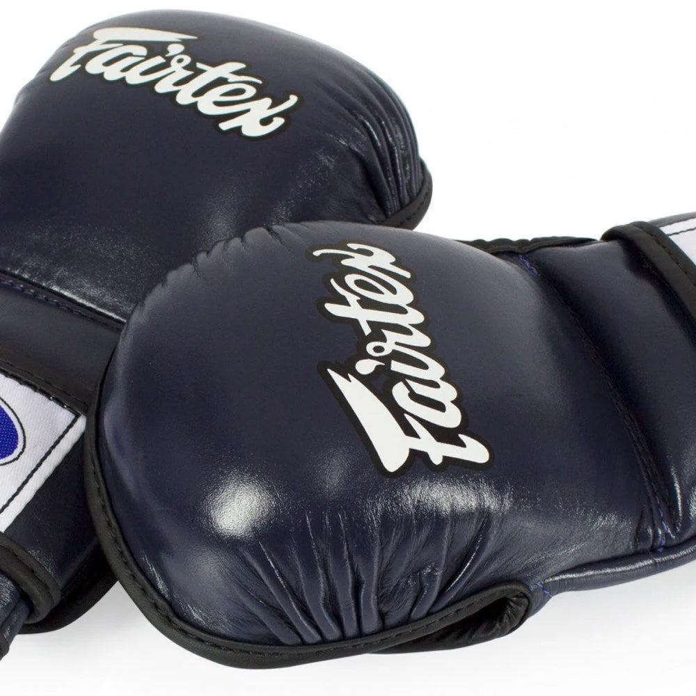 double wrist strap on Fairtex FGV15 gloves blue