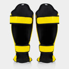 Back view of Fairtex SP5 shin guards showing secure fit system