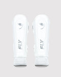 Front view of Fly Spectre M 2.0 White shin guards sold as a pair