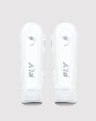 Front view of Fly Spectre M 2.0 White shin guards sold as a pair